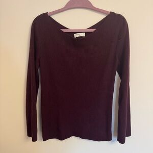 Babaton Maroon Kitsano Crossback Wool and Linen Blend Sweater - Women’s Medium